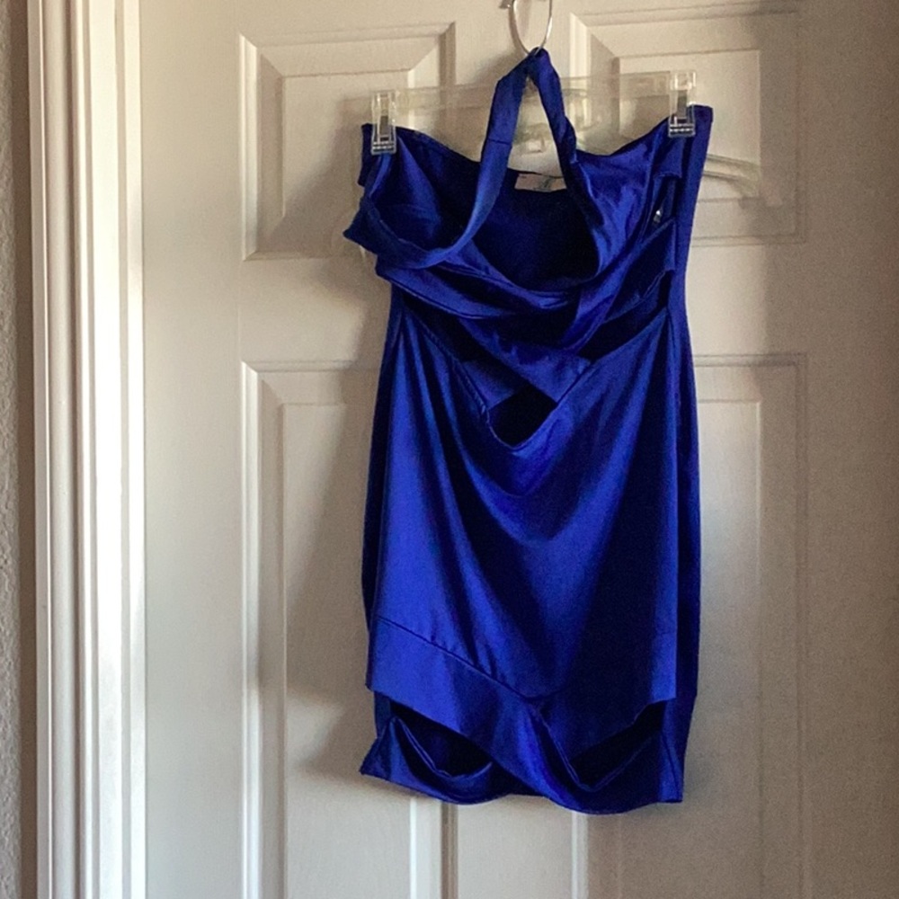 New Elegant Blue Halter Dress